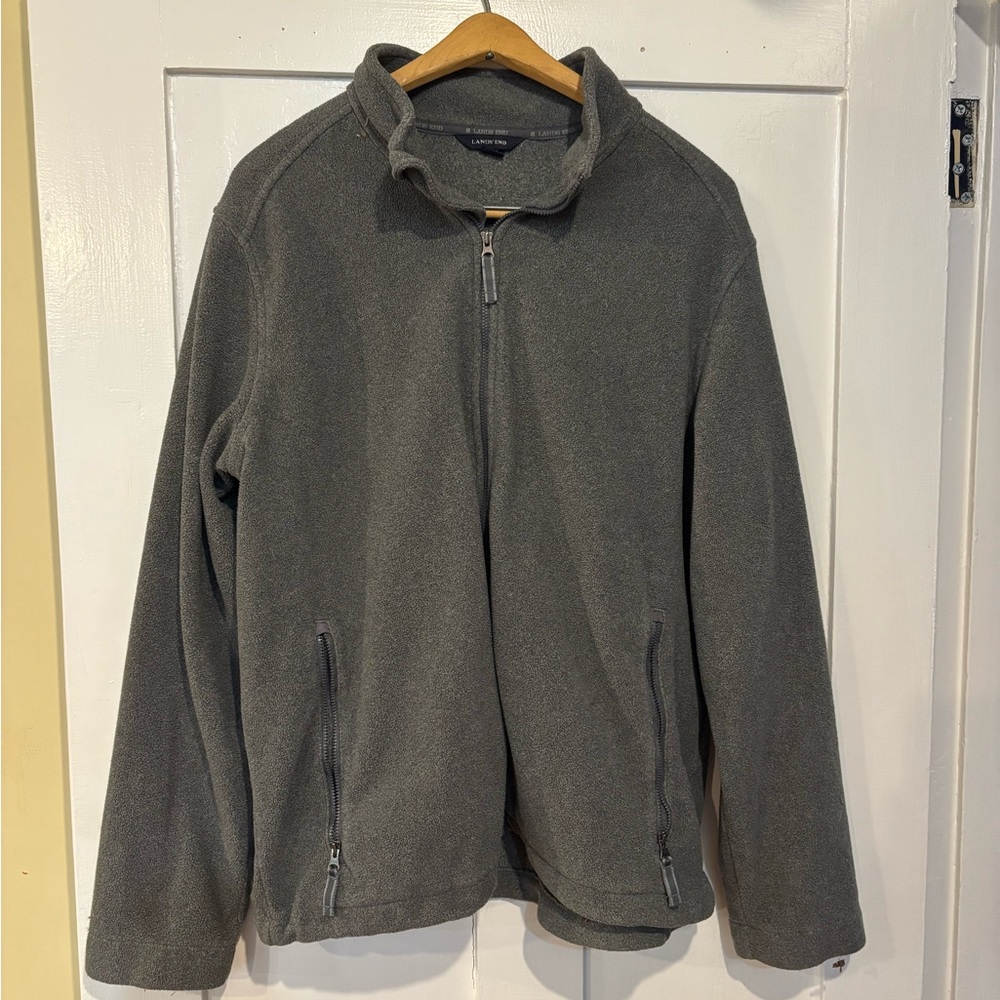 Lands' End Charcoal Zip-Up Men's Sweater
